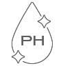 A liquid droplet and the text pH within the droplet to show the K-Y® product is pH friendly. 