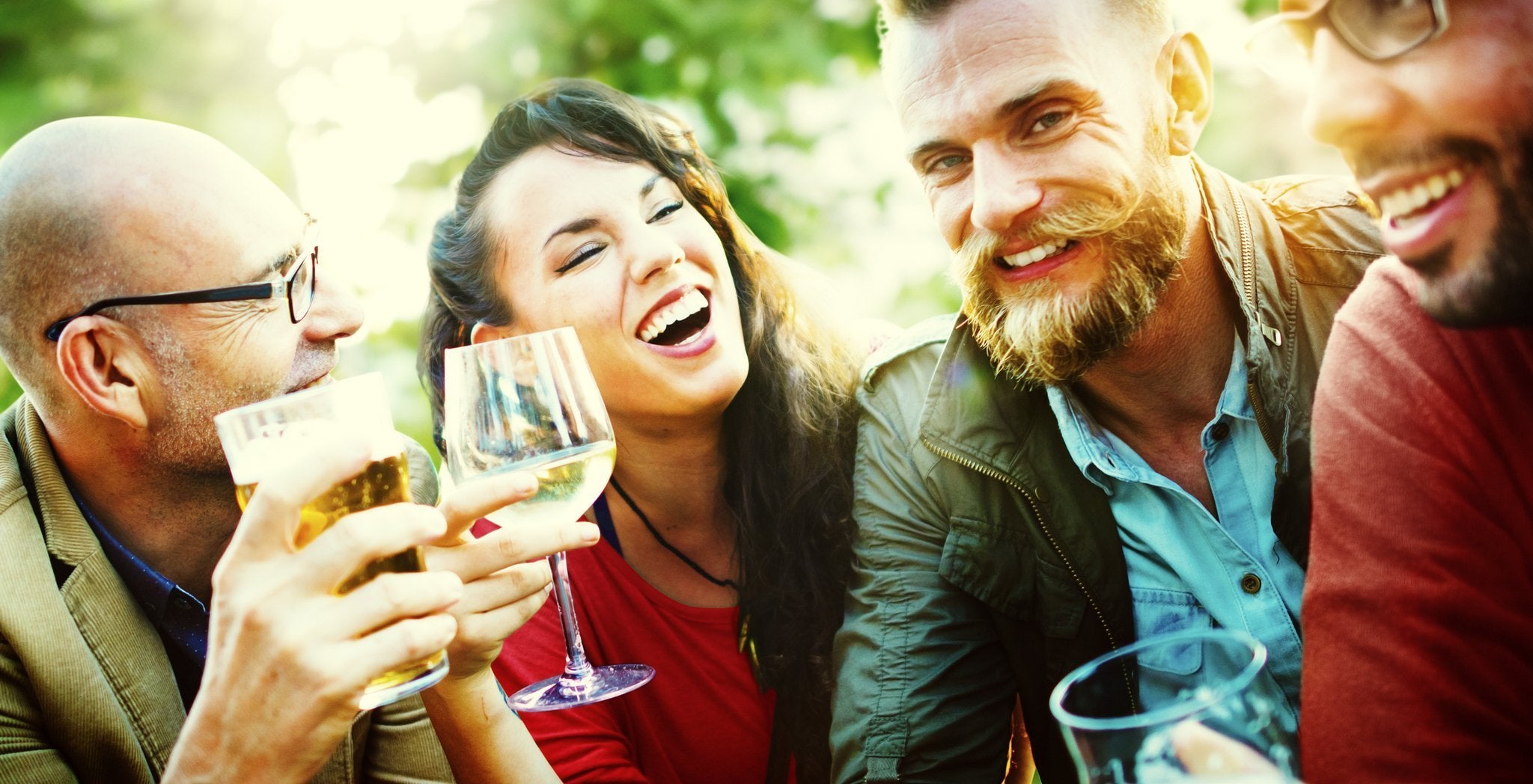 Group of friends drinking wine together