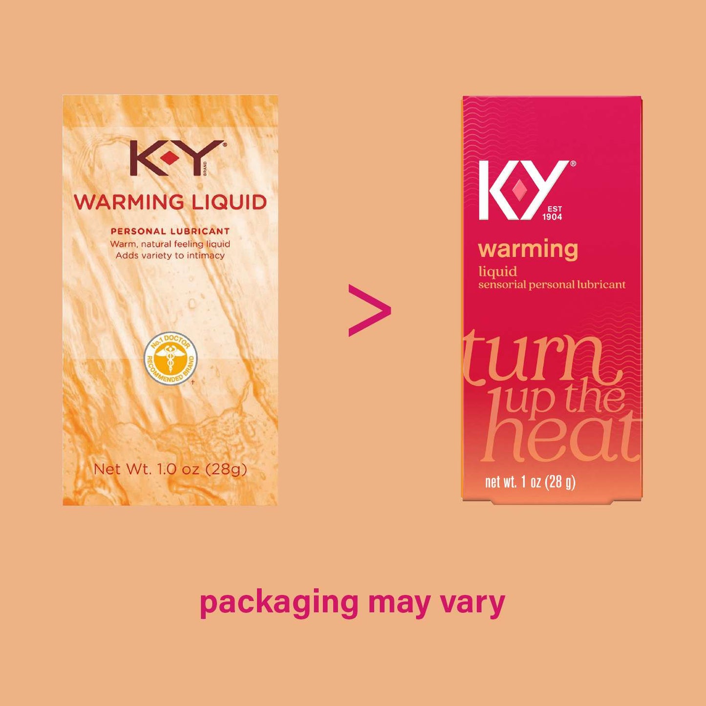 New packaging for K-Y Warming Liquid