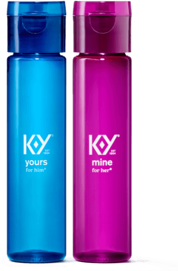 K-Y®  Yours & Mine Couples Lube combo with warming lube for him and tingling  lube for her. 