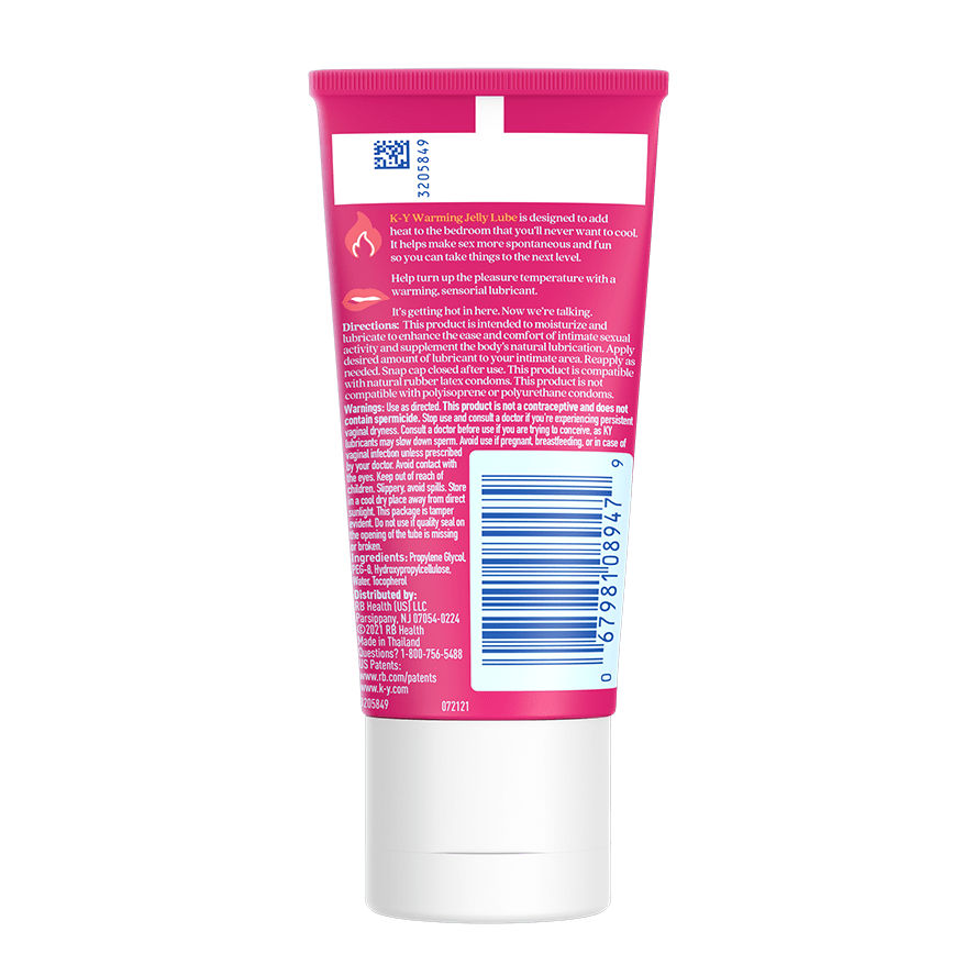 Description, directions, warnings, ingredients & distributor for K-Y® Warming Jelly Lube 2.5 oz. 