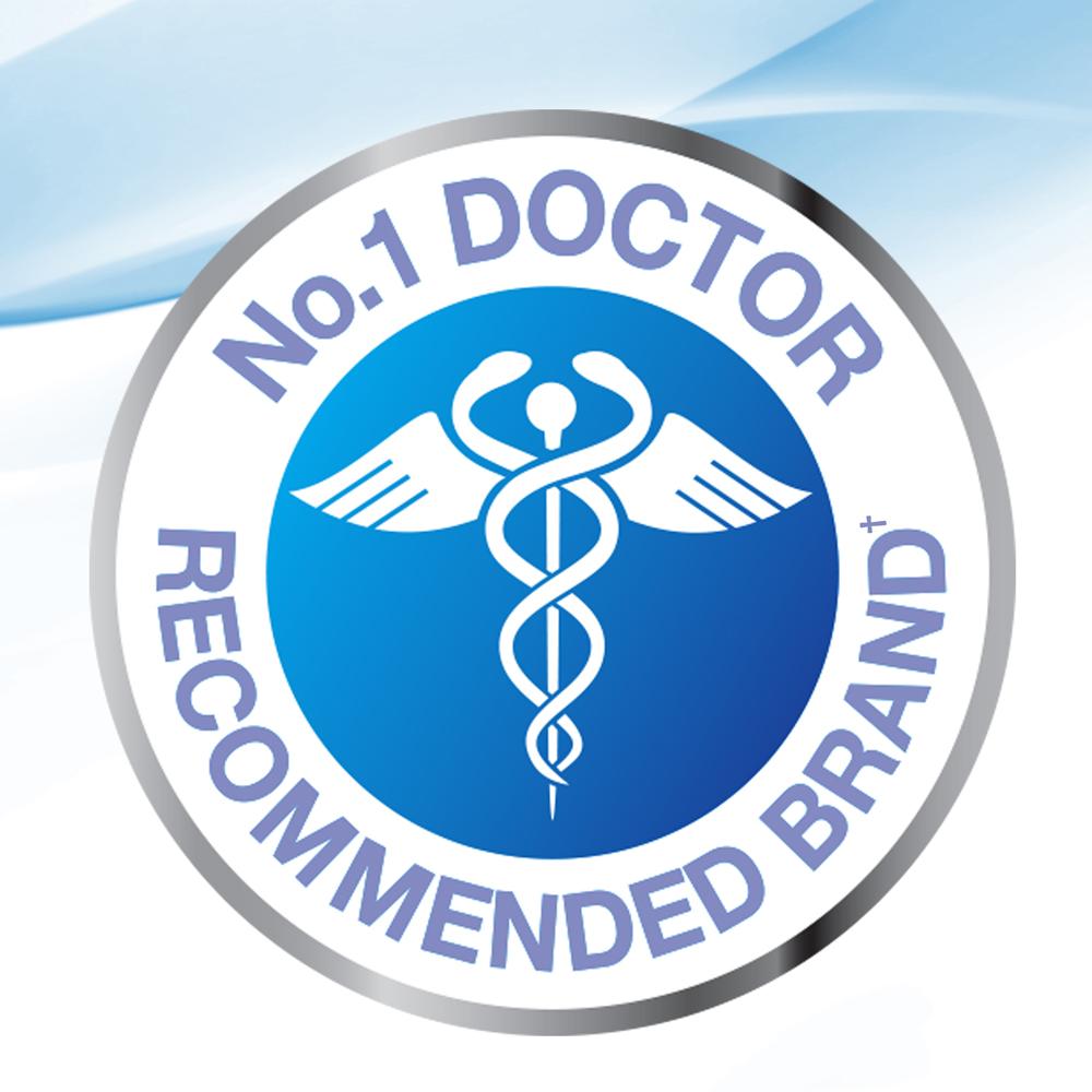Number 1 doctor recommended with blue and white background