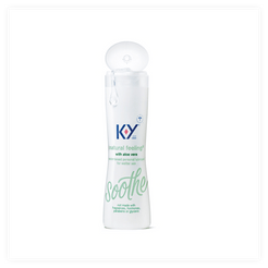 The flip-top bottle of the 'soothe' K-Y® Natural Feeling Personal Lube with Aloe Vera.