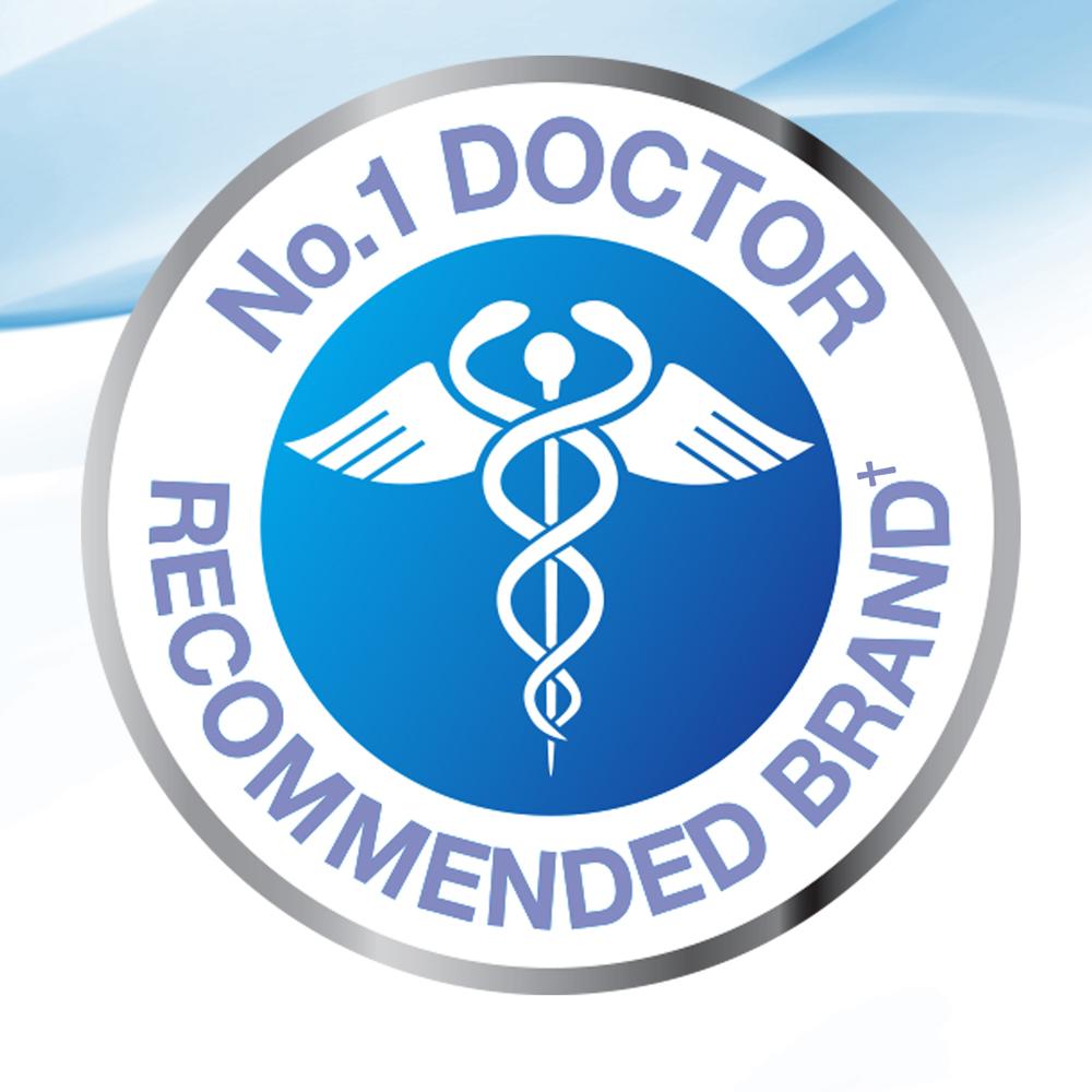 Number 1 doctor recommended with blue and white background