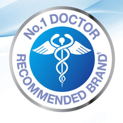 Number 1 doctor recommended with blue and white background