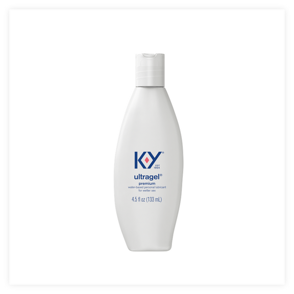 The front of the 4.5 oz. K-Y® Ultragel Premium Water-Based Personal Lubricant bottle.